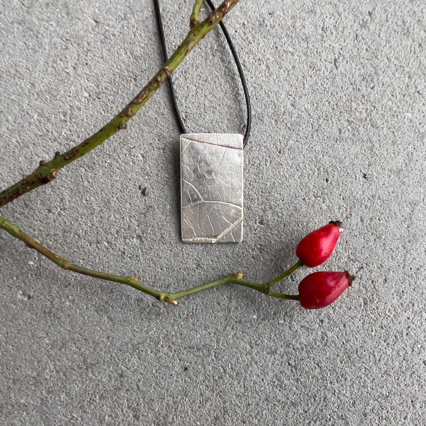 No-18. Silver Leafprint Pendant