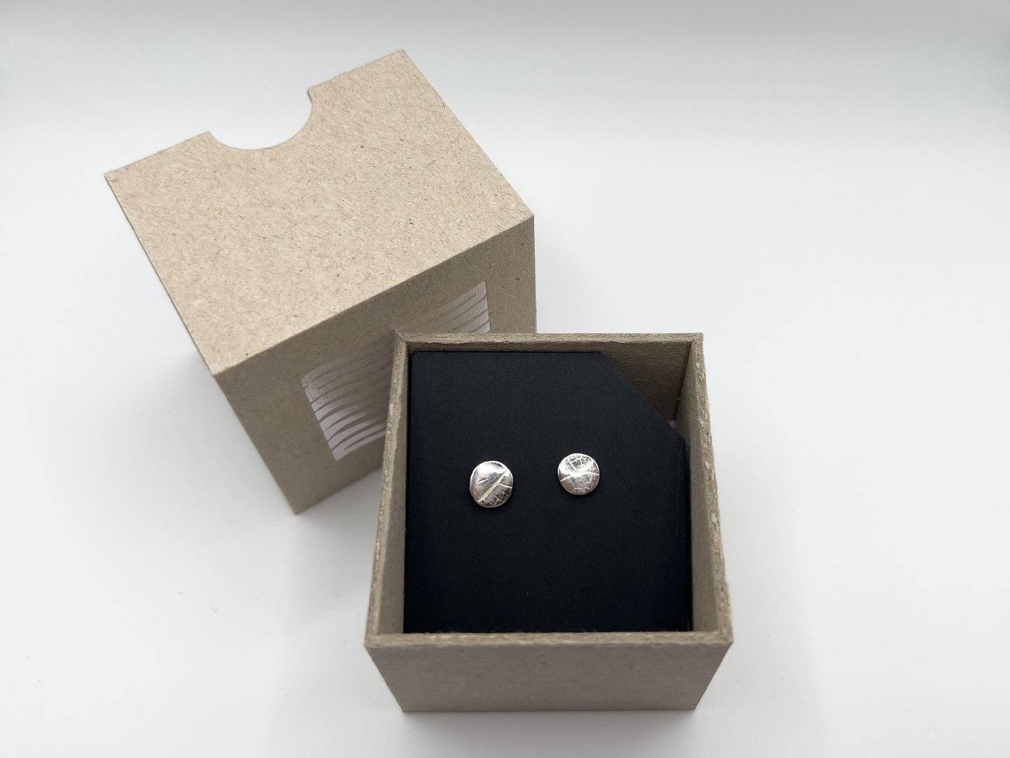 No-59. Silver Leafprint Earrings