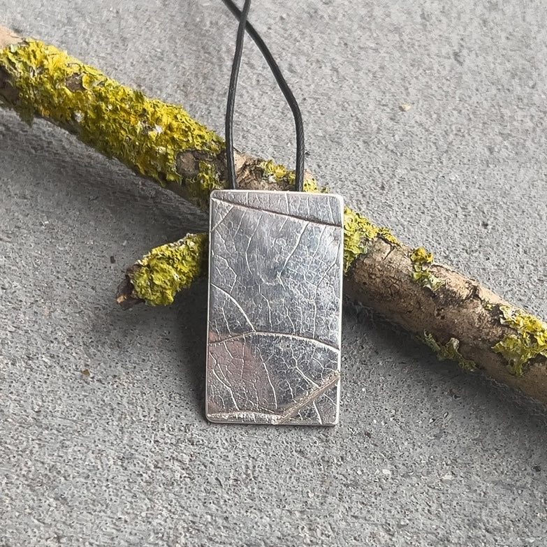 No-18. Silver Leafprint Pendant
